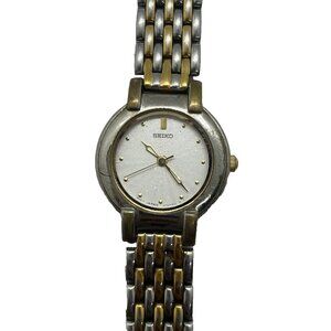 Seiko Women's Watch V701-1791 R1 2-Tone Gold Silver Tone Bracelet Textured Dial